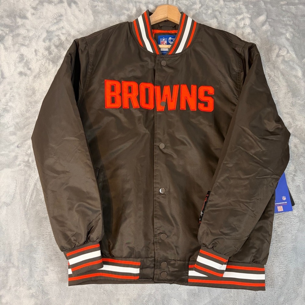 Cleveland Browns Men's Satin Bomber NFL ULTRA GAME Football Jacket Medium NEW!